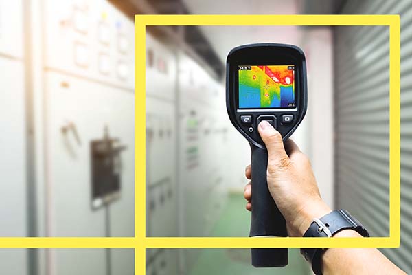 technician use thermal imaging camera to check temperature in fa